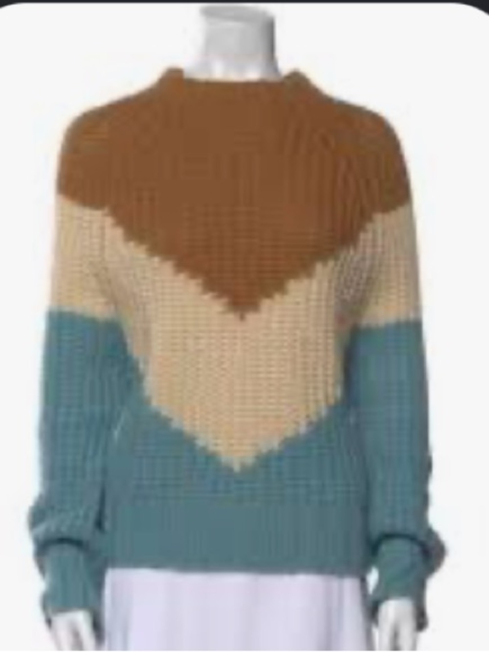 Essentiel Antwerp Colorblock Pattern Mock Neck Sweater.